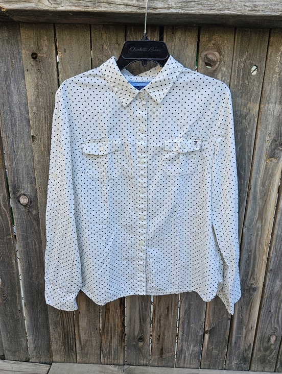 Tommy Hilfiger Tops - Tommy Hilfiger Polka Dot Button-Up Shirt Women Size XL